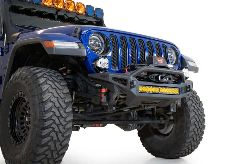 Jeep JL Front Bumper - Addictive Desert Designs - Rock Fighter - Hammer Black with Satin Black panels - `18-`27